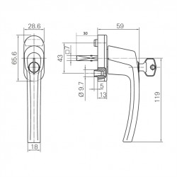 Roto Rotoline Kilitli Pencere Kolu F2 Şampanya