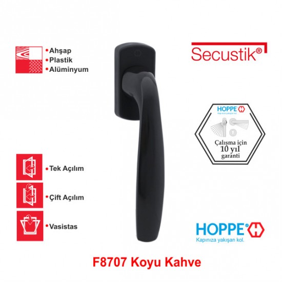 Hoppe New York 32-42mm (VarioFit) Secustik Pencere Kolu F8707 Kahve