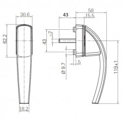 Roto Swing Secustik 43 mm Pencere Kolu R.044 Koyu Kahve