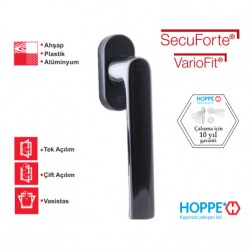 Hoppe Hamburg Pencere Kolu Pim Ayarlı (VarioFit) Secu Forte - Mat Siyah