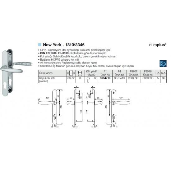Hoppe New York 85 Eksen Aynalı Kapı Kolu - F8707 Koyu Kahve Hoppe New York 85 Eksen Aynalı Kapı Kolu - F8707 Koyu Kahve